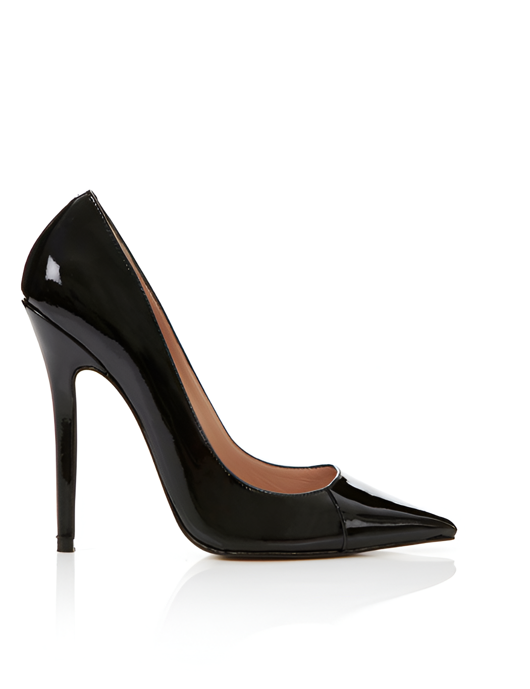 Paris Schwarze High Heels mit Lacklederenden