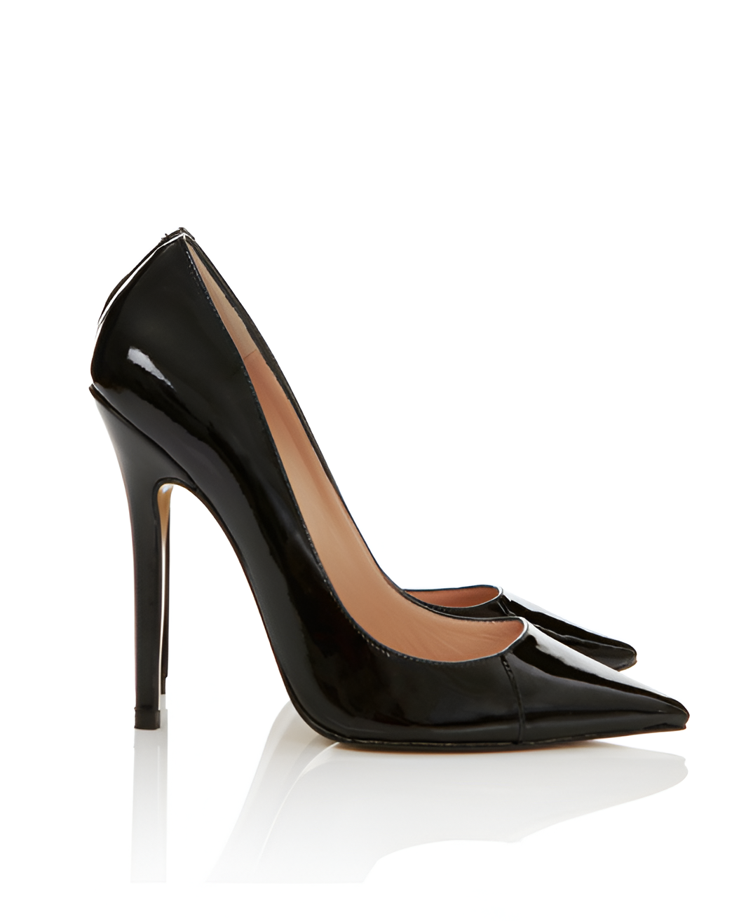 Paris Schwarze High Heels mit Lacklederenden