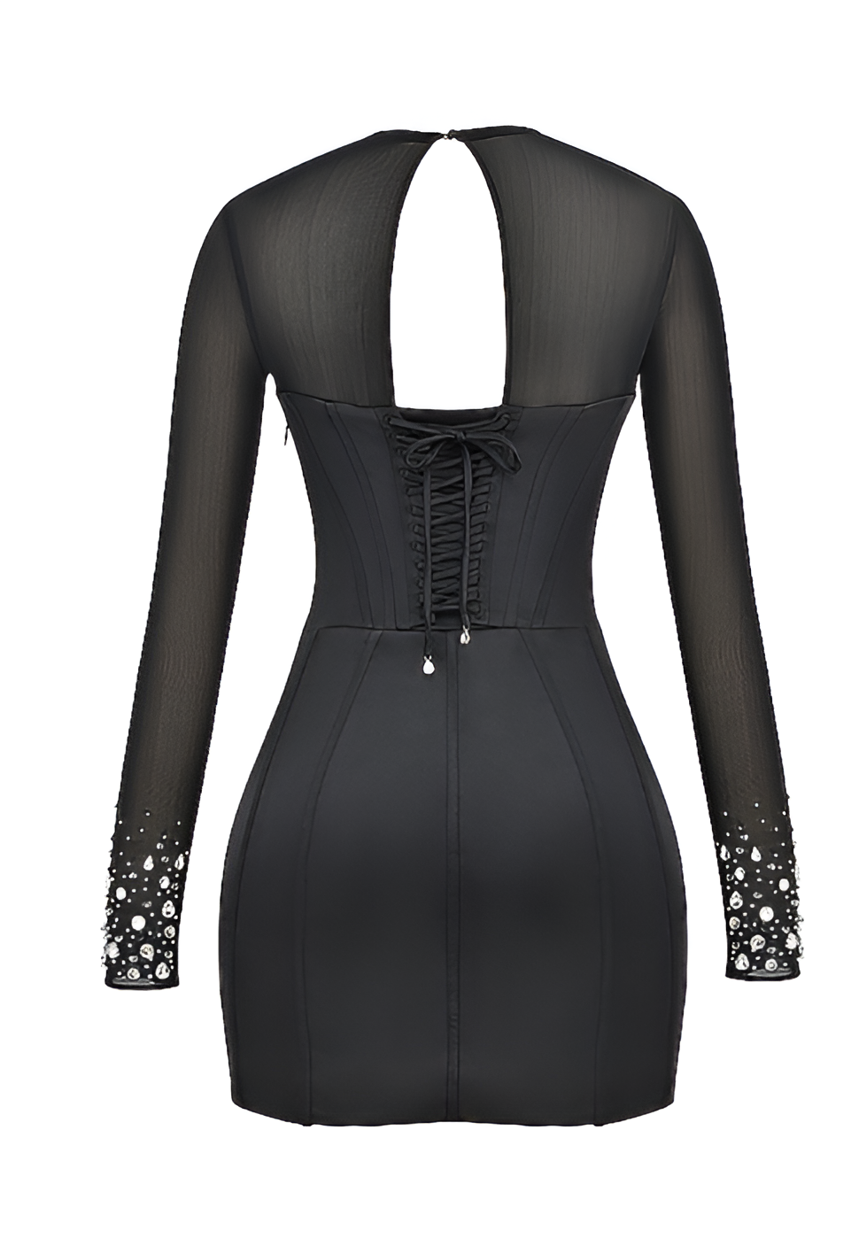 Silk Petals Black Crystallied Corset Dress