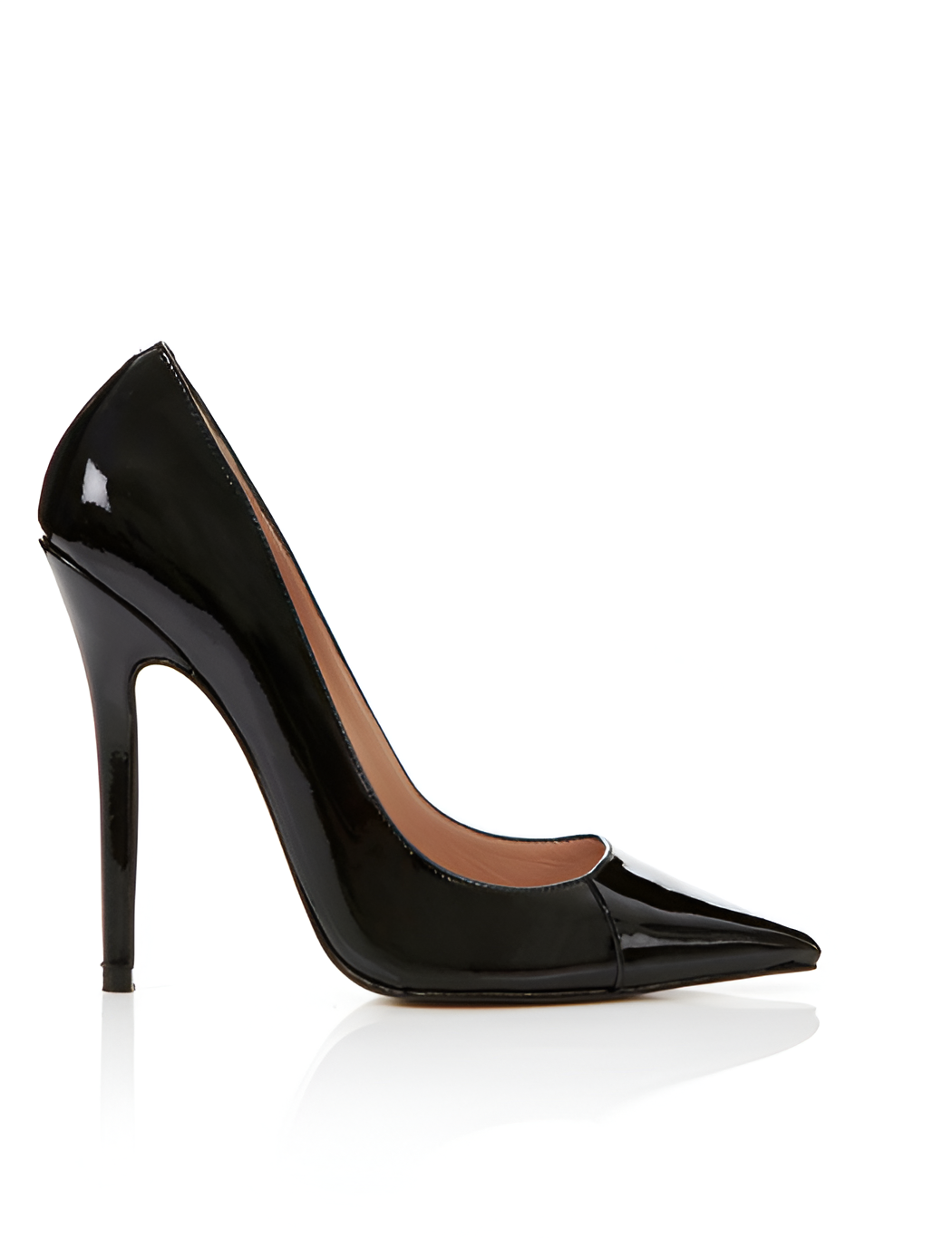 Paris Black High-Heeled Shoes With Patent Leather Ends