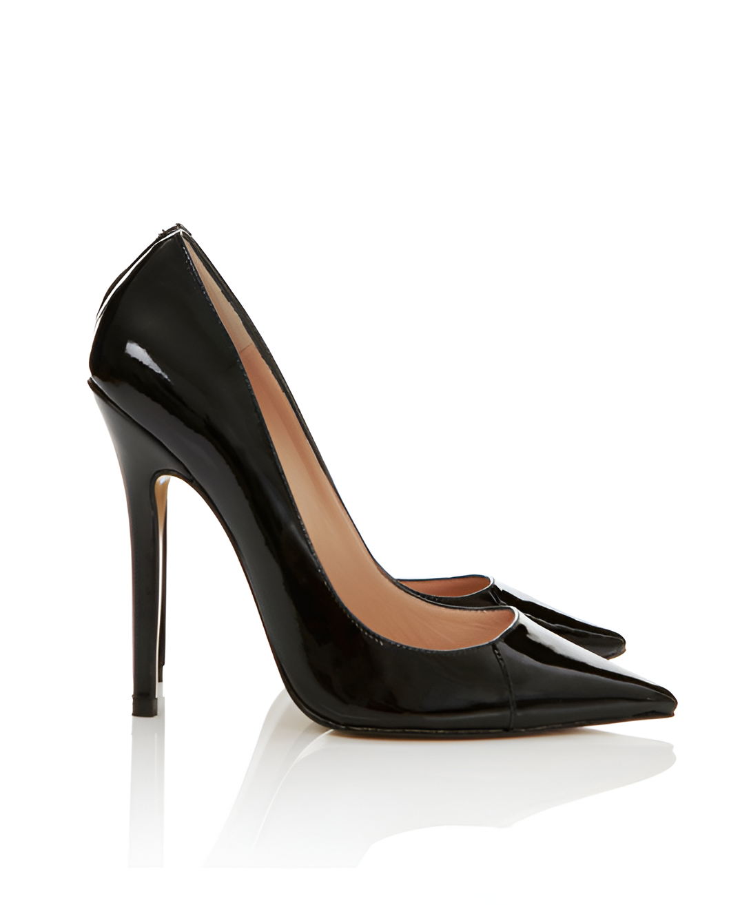 Paris Black High-Heeled Shoes With Patent Leather Ends